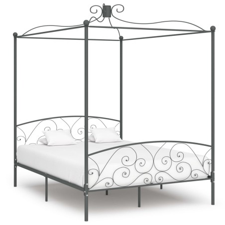 vidaXL Estructura de cama con dosel metal gris 160x200 cm
