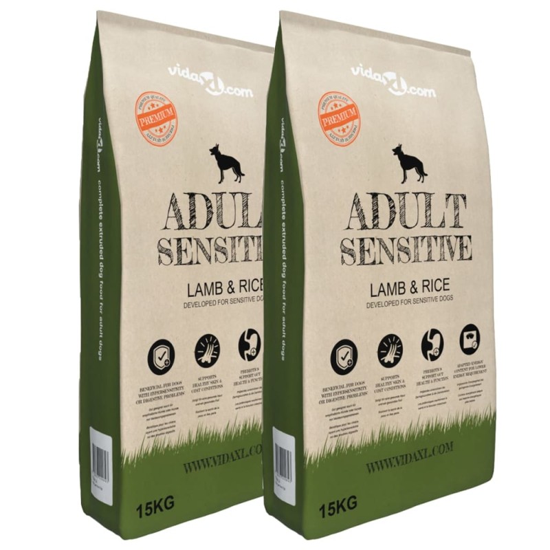 vidaXL Comida seca para perro Adult Sensitive Lamb & Rice 2 Uds 30 kg vidaXL Comida seca para perro Adult Sensitive Lamb & Rice 2 Uds 30 kg