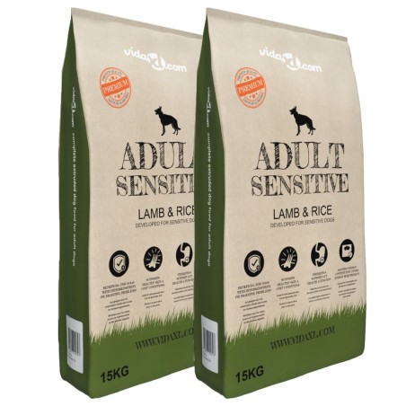 vidaXL Comida seca para perro Adult Sensitive Lamb & Rice 2 Uds 30 kg