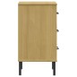 vidaXL Mesita de noche patas de metal madera maciza pino marrón OSLO vidaXL Mesita de noche patas de metal madera maciza pino marrón OSLO