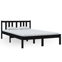 vidaXL Estructura de cama madera maciza negro 120x200 cm