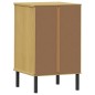 vidaXL Mesita de noche patas de metal madera maciza pino marrón OSLO vidaXL Mesita de noche patas de metal madera maciza pino marrón OSLO