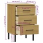 vidaXL Mesita de noche patas de metal madera maciza pino marrón OSLO vidaXL Mesita de noche patas de metal madera maciza pino marrón OSLO