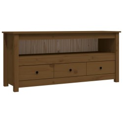 vidaXL Mueble de TV madera maciza de pino marrón miel 114x35x52 cm