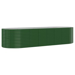 vidaXL Jardinera arriate acero recubrimiento polvo verde 322x100x68 cm