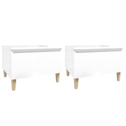 vidaXL Mesas auxiliares 2 uds contrachapada blanco brillo 50x46x35 cm