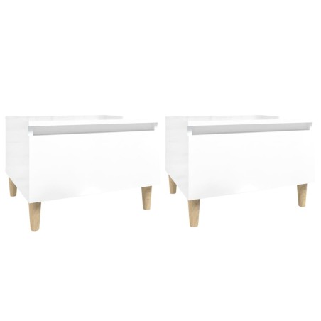 vidaXL Mesas auxiliares 2 uds contrachapada blanco brillo 50x46x35 cm