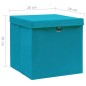 vidaXL Cajas de almacenaje con tapas 10 uds azul bebé 28x28x28 cm