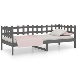 vidaXL Sofá cama madera maciza de pino gris 90x190 cm