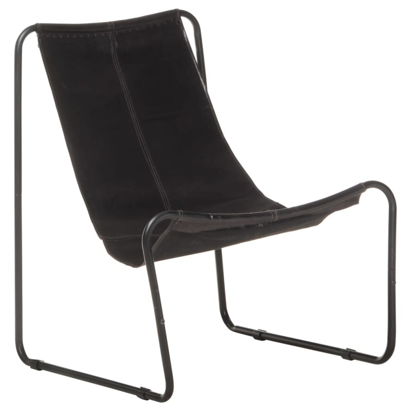 vidaXL Silla de relax de cuero auténtico negro vidaXL Silla de relax de cuero auténtico negro