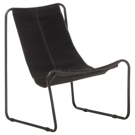 vidaXL Silla de relax de cuero auténtico negro