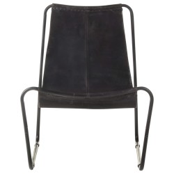 vidaXL Silla de relax de cuero auténtico negro