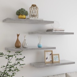 vidaXL Estantes flotantes pared 4 uds MDF gris hormigón 80x23,5x3,8 cm