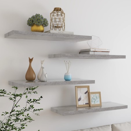 vidaXL Estantes flotantes pared 4 uds MDF gris hormigón 80x23,5x3,8 cm