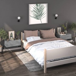 vidaXL Mesita de noche de pared 2 uds color gris Sonoma