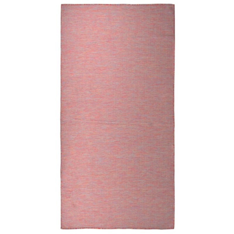 vidaXL Alfombra de exterior de tejido plano rojo 100x200 cm vidaXL Alfombra de exterior de tejido plano rojo 100x200 cm
