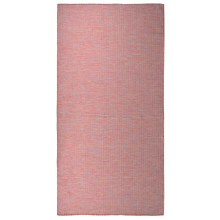 vidaXL Alfombra de exterior de tejido plano rojo 100x200 cm