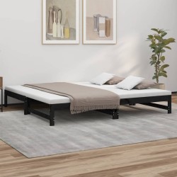 vidaXL Sofá cama extraíble madera maciza de pino negro 2x(80x200) cm