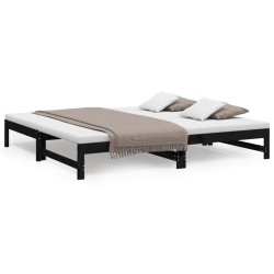 vidaXL Sofá cama extraíble madera maciza de pino negro 2x(80x200) cm