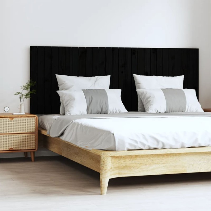 vidaXL Cabecero de cama de pared madera maciza pino negro 166x3x60 cm vidaXL Cabecero de cama de pared madera maciza pino negro 166x3x60 cm