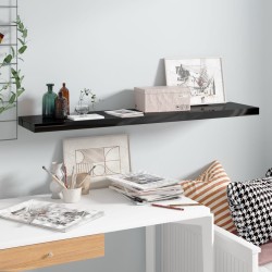 vidaXL Estante flotante de pared MDF negro brillante 120x23,5x3,8 cm