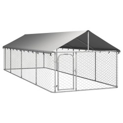 vidaXL Perrera de exterior con tejado 600x200x150 cm