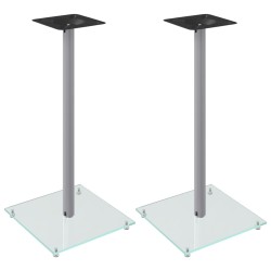 vidaXL Soportes de altavoces 2 uds vidrio templado plateado 1 pilar