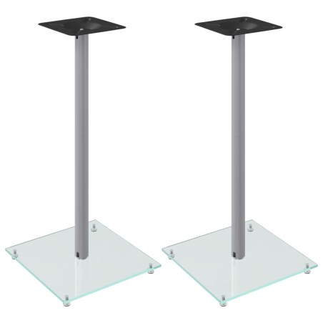 vidaXL Soportes de altavoces 2 uds vidrio templado plateado 1 pilar