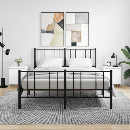 vidaXL Mesitas noche 2 uds madera ingeniería blanco brillo 40x30x50 cm