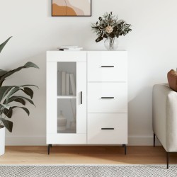 vidaXL Aparador de madera contrachapada blanco brillante 69,5x34x90 cm