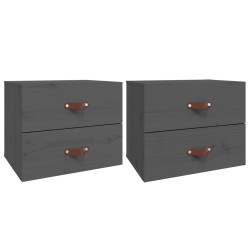 vidaXL Mesitas de noche de pared 2 uds gris 50x36x40 cm