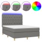 vidaXL Cama box spring colchón y luces LED tela gris oscuro 140x190 cm vidaXL Cama box spring colchón y luces LED tela gris oscuro 140x190 cm