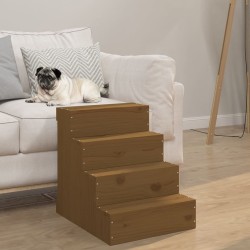 vidaXL Escalera mascotas madera maciza de pino marrón miel 40x49x47 cm