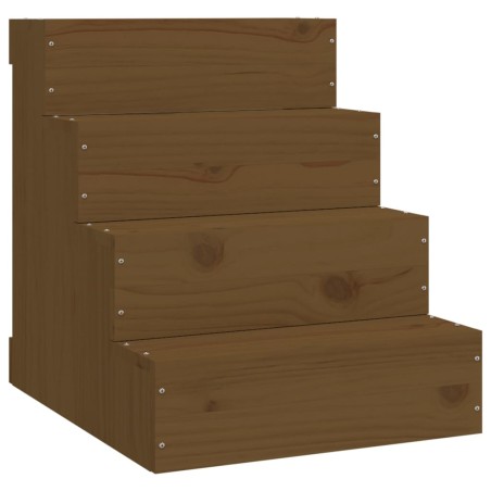 vidaXL Escalera mascotas madera maciza de pino marrón miel 40x49x47 cm