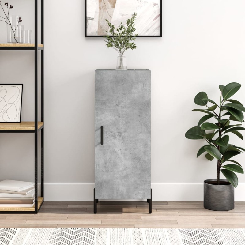 vidaXL Aparador de madera contrachapada gris hormigón 34,5x34x90 cm