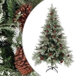 vidaXL Árbol de Navidad con piñas verde y blanco PVC y PE 120 cm