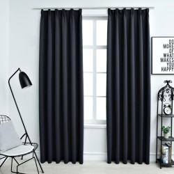 vidaXL Cortinas opacas con ganchos 2 unidades gris antracita 140x175cm