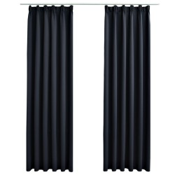 vidaXL Cortinas opacas con ganchos 2 unidades gris antracita 140x175cm