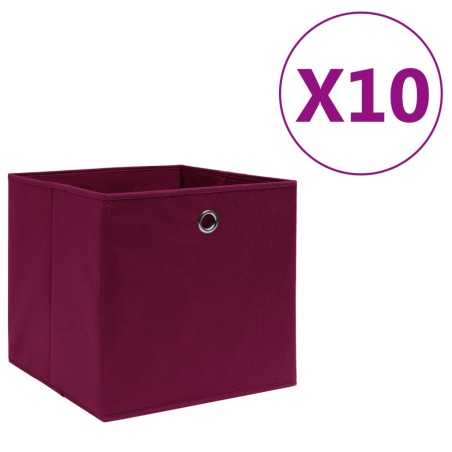 vidaXL Cajas almacenaje 10 uds tela no tejida rojo oscuro 28x28x28 cm