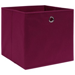 vidaXL Cajas almacenaje 10 uds tela no tejida rojo oscuro 28x28x28 cm