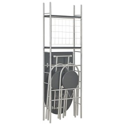 vidaXL Juego de comedor plegable con estante 3 pzas MDF y acero negro
