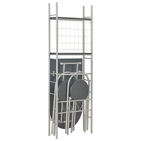 vidaXL Juego de comedor plegable con estante 3 pzas MDF y acero negro