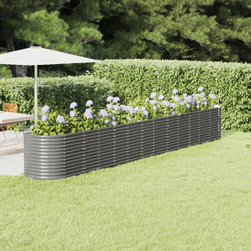 vidaXL Jardinera arriate acero recubrimiento polvo gris 512x80x68 cm vidaXL Jardinera arriate acero recubrimiento polvo gris 512x80x68 cm