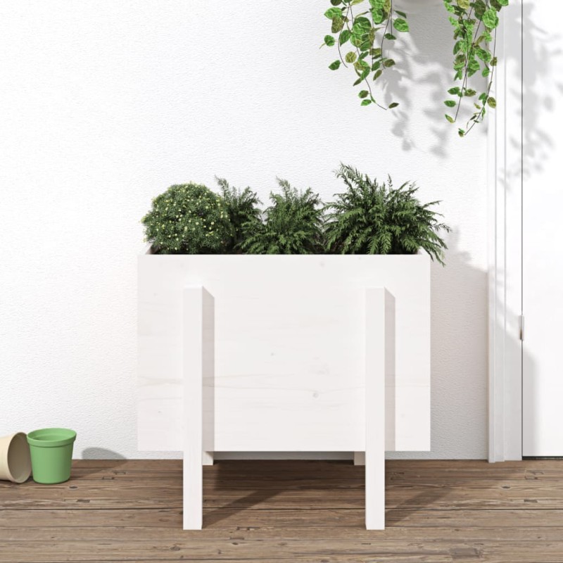 vidaXL Jardinera de madera maciza de pino blanco 62x50x57 cm vidaXL Jardinera de madera maciza de pino blanco 62x50x57 cm