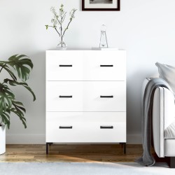 vidaXL Aparador de madera contrachapada blanco brillante 69,5x34x90 cm