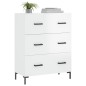 vidaXL Aparador de madera contrachapada blanco brillante 69,5x34x90 cm vidaXL Aparador de madera contrachapada blanco brillante 69,5x34x90 cm