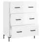 vidaXL Aparador de madera contrachapada blanco brillante 69,5x34x90 cm vidaXL Aparador de madera contrachapada blanco brillante 69,5x34x90 cm