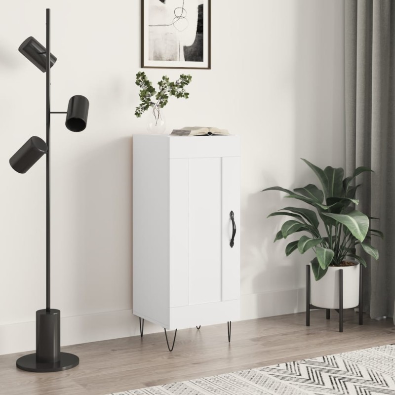 vidaXL Aparador de madera contrachapada blanco brillante 34,5x34x90 cm vidaXL Aparador de madera contrachapada blanco brillante 34,5x34x90 cm