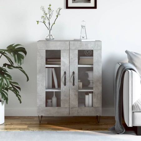 vidaXL Aparador de madera de ingeniería gris hormigón 69,5x34x90 cm
