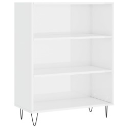 vidaXL Estantería madera de ingeniería blanco brillo 69,5x32,5x90 cm